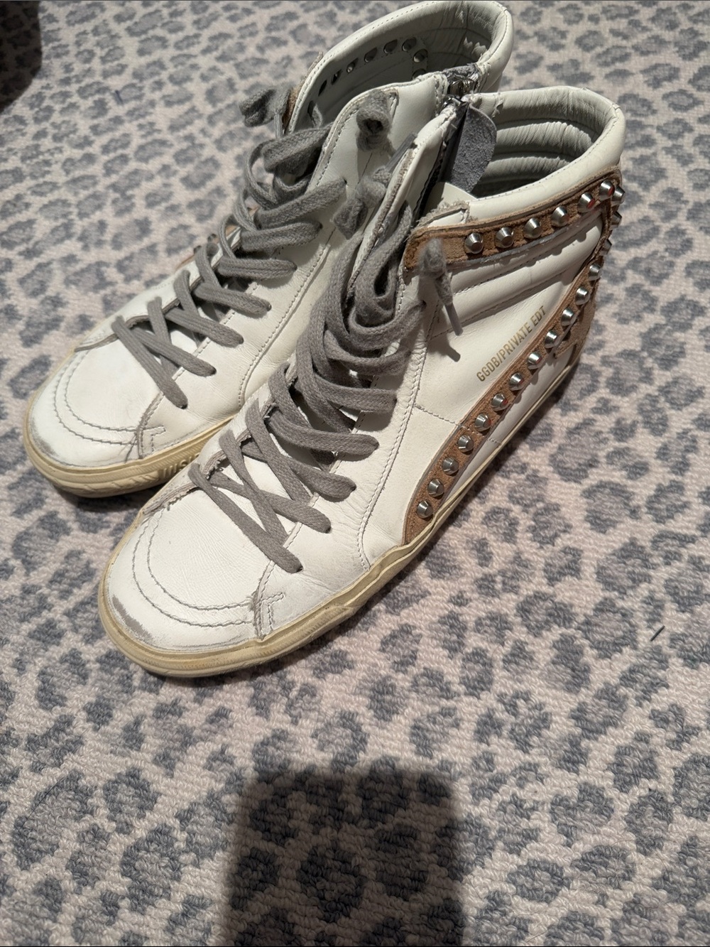 Golden Goose Brown Suede and Studded High-Top Sneakers Size 38
